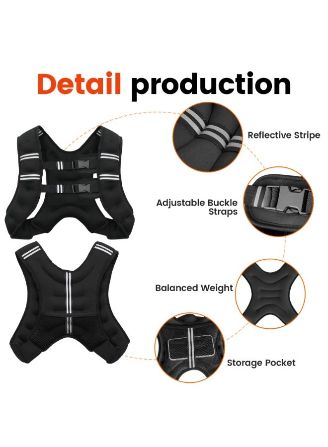 كيل › سترة موزونة 3 كجم/5 كجم/8 كجم للنساء والرجال، مع شريط عاكس وأحزمة مزدوجة قابلة للتعديل سترات موزونة لتدريب القوة والجري والركض والتمارين الهوائية وفقدان الوزن - Image 2